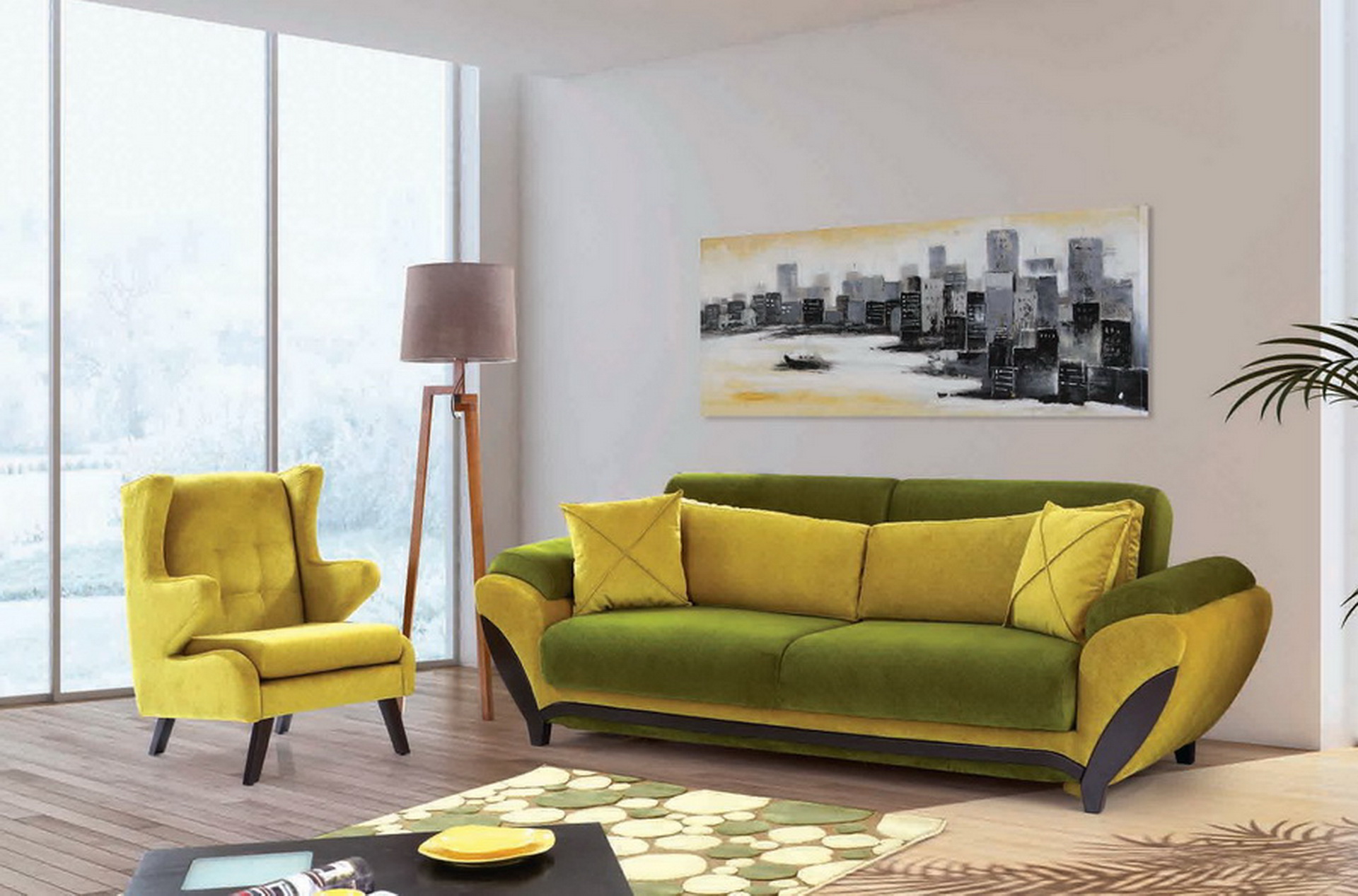 Τριθέσιος + Διθέσιος Καναπές κρεβάτι Par-Quattro-LEN