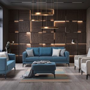 Τριθέσιος γωνιακός καναπές σε γκρί χρώμα Prada