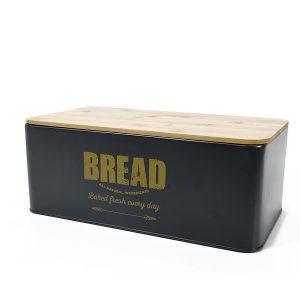 Ψωμιέρα Μαύρο/Φυσικό Μέταλλο/Ξύλο 33x18x12cm