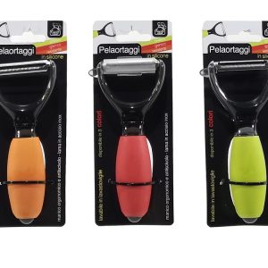 Ξεφλουδωτής Λαχανικών 14cm Με Χερούλι Σιλικόνης Σε 3 Χρώματα