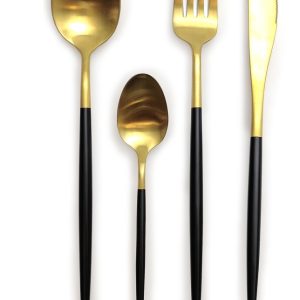 Σετ Μαχαιροπήρουνα Satin Μαύρο/Χρυσό Μέταλλο 24Τμχ