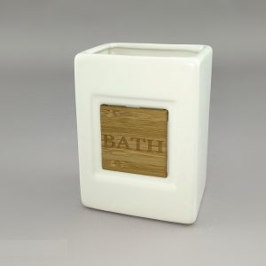 Ποτηροθήκη 'Bath' Λευκό Κεραμικό/Μπαμπού