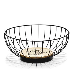 Φρουτιέρα Μαύρο/Φυσικό Μέταλλο/Ξύλο Φ28x31cm