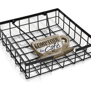 Χαρτοπετσετοθήκη Με Βαρίδιο Μαύρο Μέταλλο 20x20x5cm