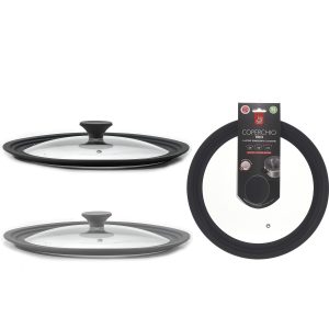 Καπάκι Trio γυαλί/σιλικόνη Φ28/30/32cm 2Τμχ Σε 2 Σχέδια