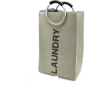 Καλάθι Ρούχων Φυσικό Μέταλλο/Ύφασμα 36x30x55cm