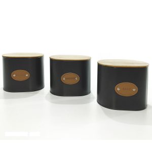 Δοχεία μαύρο/γκρι μέταλλο/ξύλο 15x11x13cm Σε 3 Σχέδια