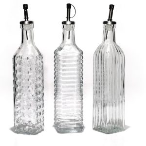Φιάλη Λαδιού/Ξυδιού Διάφανο Γυαλί 500ml Σε 3 Σχέδια