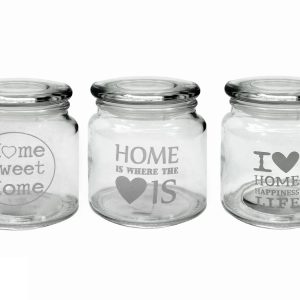 Δοχείο Με Μεταλλικό Πώμα Διάφανο Μέταλλο/Γυαλί 55cl Σε 3 Σχέδια