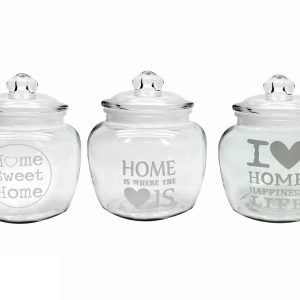 Δοχείο Με Μεταλλικό Πώμα Διάφανο Γυαλί 1.25lt Σε 3 Σχέδια