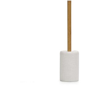 Θήκη Βούρτσας Τουαλέτας Λευκό/Καφέ Πολυρητίνη/Ξύλο