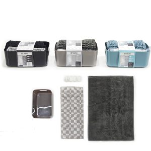 Σετ Μπάνιου Σε 3 Χρώματα Περιέχει Κουρτίνα 180x180cm Χαλάκι 60x40cm