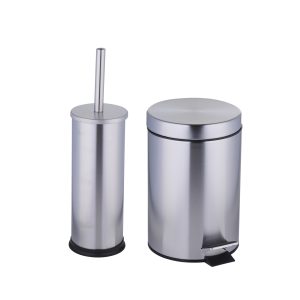 Κάδος Πεντάλ 3L και Βούρτσα Τουαλέτας Ανοξείδωτο Ατσάλι 2Τμχ