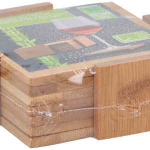 Σετ 7τμχ Σουβέρ Σε Βάση Ξύλινη 11x11x5cm