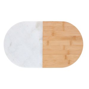 Οβάλ Δίσκος Σερβιρίσματος Μάρμαρο/Μπαμπού 37x22cm ALPINA