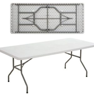 BLOW Τραπέζι Συνεδρίου – Catering Πτυσσόμενο, Μέταλλο Βαφή Γκρι, HDPE Άσπρο 45mm