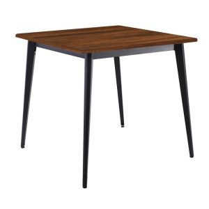 VIDAL Τραπέζι Μέταλλο Βαφή Μαύρο, Επιφάνεια 80x80cm/16mm Contract Sliq Walnut