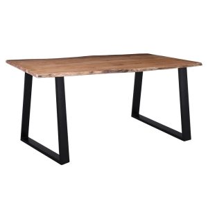 LIZARD-W Slim Τραπέζι Κουζίνας-Τραπεζαρίας, Μέταλλο Βαφή Μαύρο, Ξύλο Ακακία Φυσικό