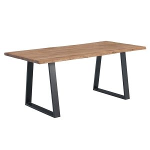 LIZARD-W Τραπέζι Κουζίνας – Τραπεζαρίας, Μέταλλο Βαφή Μαύρο, Ξύλο Ακακία Φυσικό