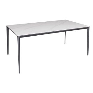 BARRET Τραπέζι Τραπεζαρίας – Κουζίνας, Alu Μαύρο, Επιφάνεια Sintered Stone White Marble