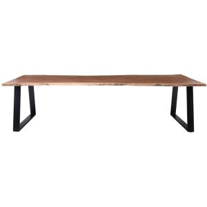 LIZARD-W Τραπέζι Τραπεζαρίας, Μέταλλο Βαφή Μαύρο, Ξύλο Ακακία Φυσικό