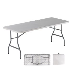 BLOW-R Τραπέζι Συνεδρίου – Catering Πτυσσόμενο (Βαλίτσα), Μέταλλο Γκρι, HDPE Άσπρο 40mm