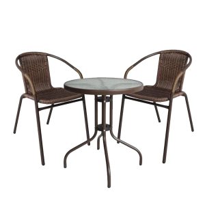 Σετ Τραπεζαρία Κήπου ArteLibre EARTH Μέταλλο Καφέ Με 2 Πολυθρόνες