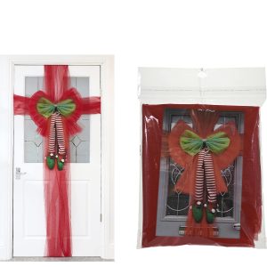 Χριστουγεννιάτικος Φιόγκος Πόρτας Με Πόδια Ξωτικού