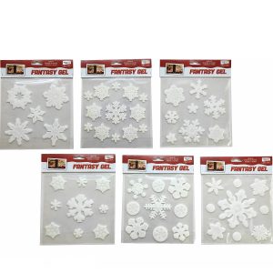 Χριστουγεννιάτικα Gel Stickers Χιονονιφάδες Λευκό 6 Σχέδια