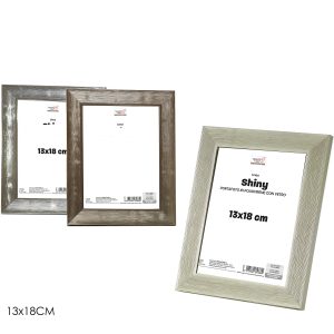 Κορνίζα Shiny Ασημί/Γκρι/Χρυσό Πολυστυρένιο/Γυαλί 13x18cm Σε 3 Χρώματα