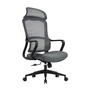 BF3010 Πολυθρόνα Γραφείου Διευθυντή, Mesh Μαύρο, Ύφασμα Γκρι