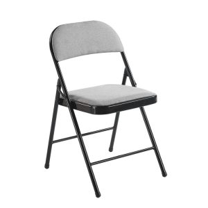 BRENDA Καρέκλα Πτυσσόμενη, Μέταλλο Βαφή Μαύρο, Ύφασμα Γκρι