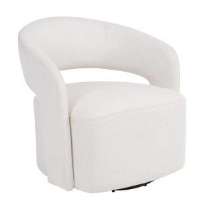 CUBA Πολυθρόνα-Περιστρεφόμενη, Σαλονιού – Καθιστικού, Teddy Ύφασμα Άσπρο