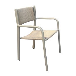 DENVER Πολυθρόνα Dining Στοιβαζόμενη, Αλουμίνιο – Rope Wicker Μπεζ