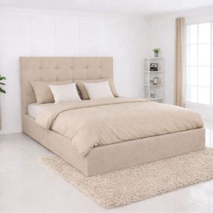 DOLCE Κρεβάτι Διπλό με Αποθηκευτικό Χώρο, για Στρώμα 160x200cm, Ύφασμα Μπεζ