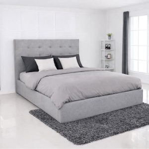 DOLCE Κρεβάτι Διπλό με Αποθηκευτικό Χώρο, για Στρώμα 160x200cm, Ύφασμα Γκρι