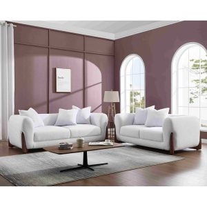 KANSAS Set Σαλόνι – Καθιστικό, 2Θέσιος-3Θέσιος, Teddy Ύφασμα Άσπρο