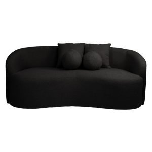 LYON Καναπές 2θ – Σαλονιού – Καθιστικού, Teddy Ύφασμα Μαύρο