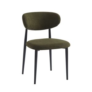 POINT Καρέκλα Τραπεζαρίας Μέταλλο Βαφή Μαύρο, Ύφασμα Olive Green