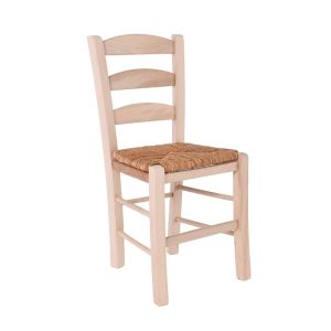 ΣΚΥΡΟΣ Καρέκλα Άβαφη Οξιά με Ψάθα Αβίδωτη