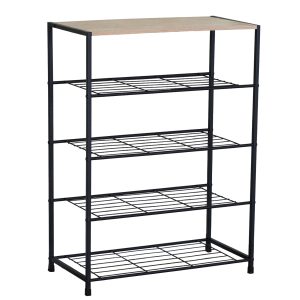 Παπουτσοθήκη ArteLibre KINGSWELL Δρυς/Μαύρο Μοριοσανίδα/Μέταλλο 63x30x83cm