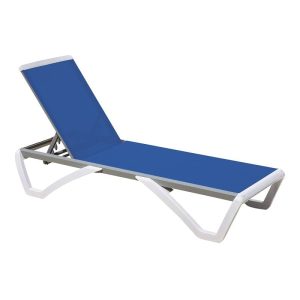 SUMMER K/D Ξαπλώστρα Αλουμίνιο Ανθρακί, PP Άσπρο – Textilene Μπλε