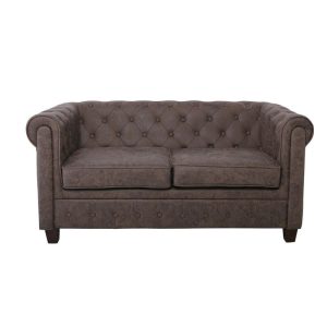 CHESTERFIELD Newport Kαναπές 2Θέσιος Σαλονιού -Καθιστικού, Ύφασμα Antique Look Καφέ