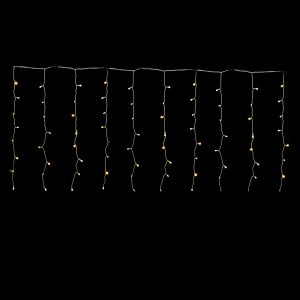 80 LED Κουρτίνα Εξωτερικού Χώρου Θερμό Λευκό Φως Διάφανο Καλώδιο 2x1m