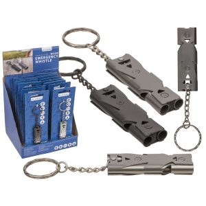 Μπρελόκ Κλειδιών Με Σφυρίχτρα Έκτακτης Ανάγκης Ανοξείδωτο Μέταλλο 5.7cm Σε 2 Χρώματα
