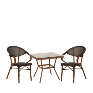 Σετ Τραπεζαρία Κήπου ArteLibre ANGOLA Μπαμπού Αλουμίνιο/Γυαλί Με 2 Πολυθρόνες 14990222