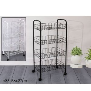 Τρόλεϊ Μαύρο/Λευκό Μέταλλο 36x27x86cm Σε 2 Χρώματα