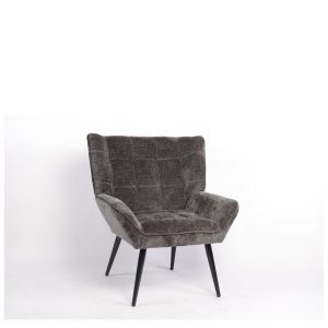 Πολυθρόνα ArteLibre TIVA Γκρι Σκούρο Ύφασμα Σενίλ/Μέταλλο 84x78x77cm
