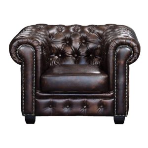 CHESTERFIELD Birmingham Πολυθρόνα Σαλονιού Καθιστικού,Δέρμα Απόχρωση Καφέ