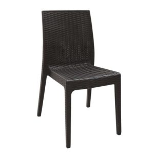 DAFNE Καρέκλα Τραπεζαρίας Κήπου Στοιβαζόμενη, PP Rattan Look UV Protection, Καφέ